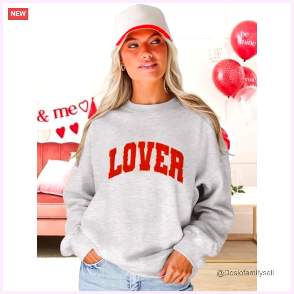 Oversized Chenille Patch Pullover Sweatshirt Long… - image 3